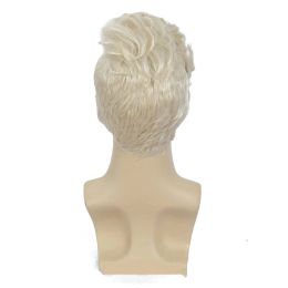 Synthetic Men's Wig Short Brown Wig Curly Haircut For Man Guys Daily Wear Natural Blonde Fake Hair Heat Resistant