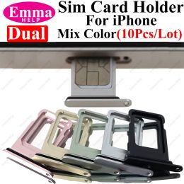 10Pcs SIM Chip Holder Slot Adapter Drawer For iPhone 15 Plus 13 11 12 14 Pro Max Dual XS Max Sim Card Holder Phone Accessories