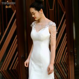 YouLaPan SG10 Gorgeous Pearls Flower Bridal Shawl Wedding Cloak Cape Crystal Beaded Shawl Jacket Jewellery customizable