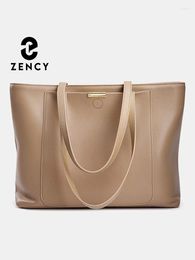 Shoulder Bags Zency Soft Cowhide Leather Women Bag Tote Handbag Large Capacity Lady Shopping Front Pocket For Notebook Phone IPad