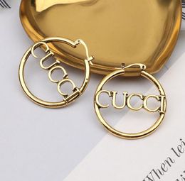 20style Fashion Women 18K Gold Plated Designer Ear Stud Brand Designers Round Geometry Double Letters Crystal Rhinestone Earring Wedding Party Jewerlry