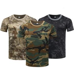 Men Casual Tactical Military T Shirts Short Sleeve Camouflage T-Shirt Quick Dry Outdoor Gym Top Tees Cargo T Shirt Male Clothing 240409