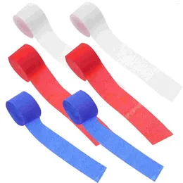 Party Decoration 6pcs Crepe Paper Rolls Colored Streamer Decorations For Birthday Wedding Festival (White Red Royal-blue)