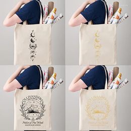 Shopping Bags Ollivanders Wand Shop Wizard Book Pattern Tote Bag Canvas Shoulder For Travel Daily Commute Women Reusable