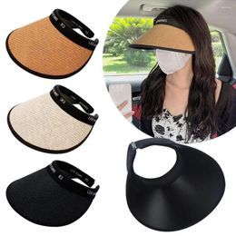 Berets Portable Fashion Beach Hat Foldable Wide Brim Sun Visor Adjustable UV Protection Roll-up Summer Casual Straw Cap