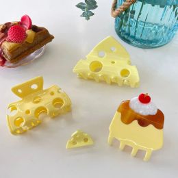 Cute Yellow Hollow Cheese Hair Clip Claw For Women Girls New Design Acrylic Plastic Barrettes Hairpin Hair Accessories Tool Gift
