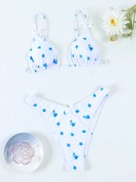Bowknot Bikinis Set for Women lattice Swimsuit Pink Summer Beach Wear Blue Thong Swimwear mini Swimming Bathing Suit 2024