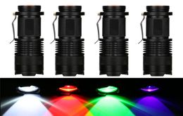 LED Flashlight Lighting led Light 3 Modes Zoomable Tactical Torch Lamp For Fishing Hunting Detector Purple Green Red White8744239