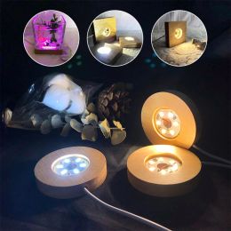 1PC 6cm 5V LED Light Rotating Display Stand Lamp Base 1Meter Round USB Rubber Wooden Light Base with switch Home Decoration