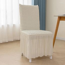 Chair Covers GURET Lattice Seersucker Cover With Long Skirt Stretch For Dining Room Banquet Home Decor High Back Seat Case