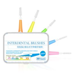 60Pcs 0.6-1.5mm Interdental Brushes Care Tooth Push-pull Removes and Plaque Better Teeth Oral Hygiene Drop Shipping