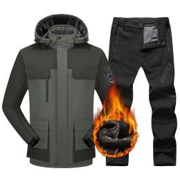 New Winter Ski Suit Men Thermal Outdoor Windproof Waterproof Male Snow Pants Sets Skiing And Snowboarding Ski Fleece Jacket Men