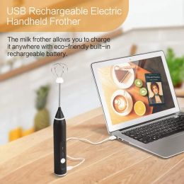 Electric Egg Beater 3-Speeds USB Rechargeable Whisk Mixer Heads Eggbeater Frother Stirrer Coffee Milk Drink Blender Stirrer Tool