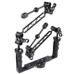 Cameras Dual Handle Handheld Stabilizer Diving Tray Grip W/ Double Ball Light Arm and Ys Head Ball Clip for Underwater Camera Housings