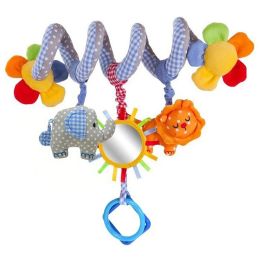 Baby Car Seat Stroller Toys Plush Activity Hanging Spiral Pram Crib with Music Box Rattles Squeaker for Babies Infant Boys Gifts