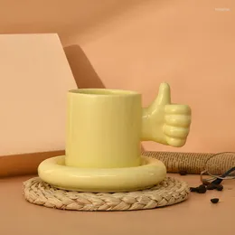 Mugs Creative Handle Ceramic Coffee Cup Dish Set Mug Cups
