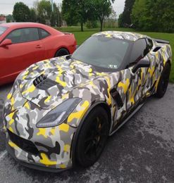 Premium Black Grey Yellow Camouflage Vinyl Camo Car Wrap Stickers Foil with Air Bubble DIY Styling Wrapping4379381