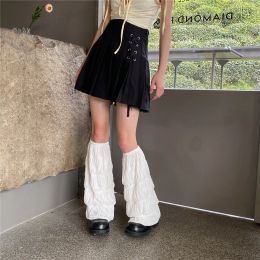 Summer Pleated Leg Warmers Japanese Y2K Socks Wide-leg Harajuku Socks Hot Girl Sleeves Tube Lolita Jk Calf Socks Leg Covers