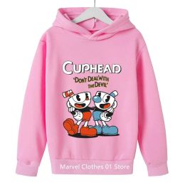 2024 Game Cuphead Hoodie Kids Clothes Girls Childrens Clothing 3-14 Year Children Clothing Boys Sweatshirts Spring Autumn Tops