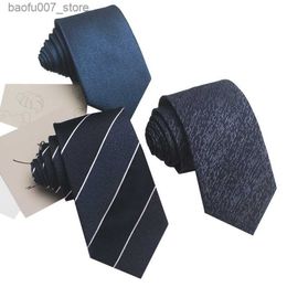 Neck Ties 7CM Polyester Jacquard Stripe Tie for Mens Business Dress South Korean High quality Fine TieQ
