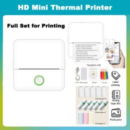 Printers Portable Mini Thermal Printer with 13Rolls Papers Inkless Wireless Mini Pocket Printer Mobile Phone Photo Label Printers