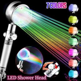 LED 7 Colors/Temperature Control 3 Color Shower Head Automatically Color-Changing Bathroom Water Saving Handheld Showerheads