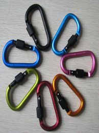 New Outdoor Safety Buckle Aluminium Alloy DShape Climbing Button Carabiner Snap Clip Hook Keychain Keyring Carabiners Camping Hiki3606111