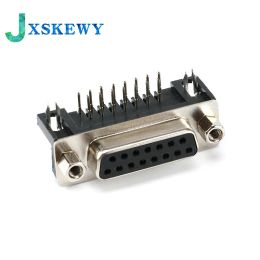 5Pcs Black Male/Female DB15 DR15 D-Sub Right Angle Double Row Pins PCB Mount VGA Port Connector Socket With Screw Nuts