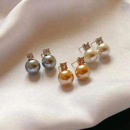 Stud Earrings 3 Pair Delicate Grey Imitation Pearl Shiny Zircon For Women's Daily Wear Elegant Party Wededing Jewellery