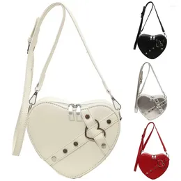 Evening Bags Women Heart Crossbody PU Leather Rivet Shoulder Bag Solid Colour Adjustable Strap Female Outdoor