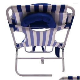 Camp Furniture /Mainstays 2-Pack Folding Backpack Face-Down Beach Lounger Blue White Stripe Drop Delivery Sports Outdoors Camping Hiki Dhfom
