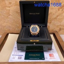 AP Tourbillon Wristwatch Male Royal Oak Series 26240OR Rose Gold Blue Plate Belt Leisure Business Sports Back Transparent Automatic Mechanical Watch