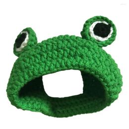 Dog Apparel Good Cat Hat Woolen Yarn Kitty Funny Handmade Frog Pet Supplies All- Green Color Headdress For Home