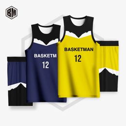 BASKETMAN Basketball Sets For Men Customizable Full Sublimation Team Name Number Printed Jerseys Shorts Training Uniforms 240325