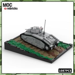 MOC Military Series 1940 French Army Char B1 Bis Heavy Tank Building Block Model DIY Set Kids Toys Hobbies Birthday Present