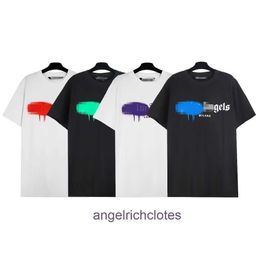High end Designer clothes for brand Pa Angels graffiti flow paint letter printing short sleeve tshirt men and women lovers high street half sleeve with trademark tag