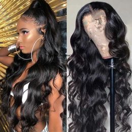 Transparent Lace Front Human Hair Wigs For Women Raw Indian Wavy Body Wave Synthetic Lace Frontal Wig