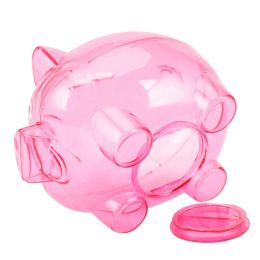 2X Cute Plastic Pig Clear Piggy Bank Coin Box Money Cash Saving Case Kids Toy Gift