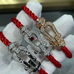 Bracelet Rose gold and white gold fashion light luxury diamond couple bracelet, all casual high-end 18cm length horseshoe buckle yq240409