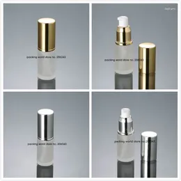 Storage Bottles 15ml Frosted Glass Bottle Silver/gold Lid For Lotion/emulsion/foundation/serum/essence/mist Sprayer/skin Care Cosmetic