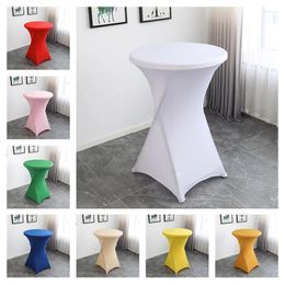 Table Cloth Upscale El Wedding Decoration Cocktail Bar Cover Solid Colour Polyester Round Banquet Stretch