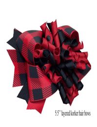 5pcs Buffalo Plaid bows christmas Hair Bows With Clips plaid Kids Girls Princess Handmade6232476