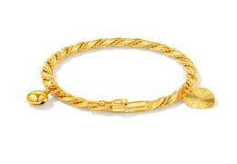 Europe and America Baby Lovely Bangles Yellow Gold Plated Bells Baby Bracelet Bangles for Babies Kids Nice Gift3820411