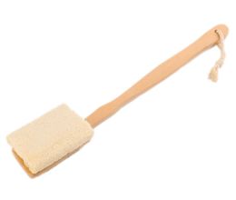 Natural Loofah Brush Bath Shower Exfoliating Body Scrubber with Long Wooden Handle Spa Massager5070392