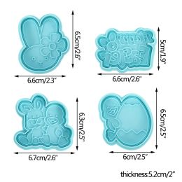 1pack Easter Food Grade Plastic Cookie Mould Egg Bunny Cookie Cutters Moulds Baking Tools Cake Decor Party Cupcake DIY Supplies