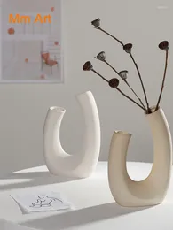 Vases INS Nordic Dried Flower Vase White Ceramic Home Decoration Arrangement Hydroponic