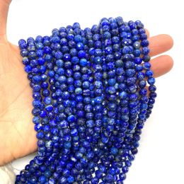 Lapis Lazuli Natural Stone Beads 6mm Faceted Round Charms Beads for Jewellery Making Earring Bracelets Necklaces DIY Accessories