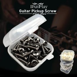 50pcs 3*12mm Bass Guitar Pickguard Screws Cavity Cover Guitar Output Jack Cover Plate Screw with Box for ST TL Electric Guitar