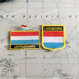 LUXEMBOURG National Flag Embroidery Patches Badge Shield And Square Shape Pin One Set On The Cloth Armband Backpack Decoration