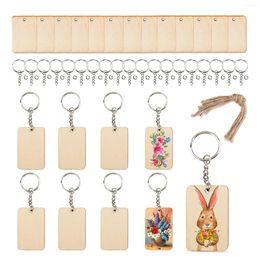 Keychains 60 PCS Blank Wooden Key Chain Unfinished Wood Pieces Craft Supplies For Painting DIY Projects Making Home Decorations